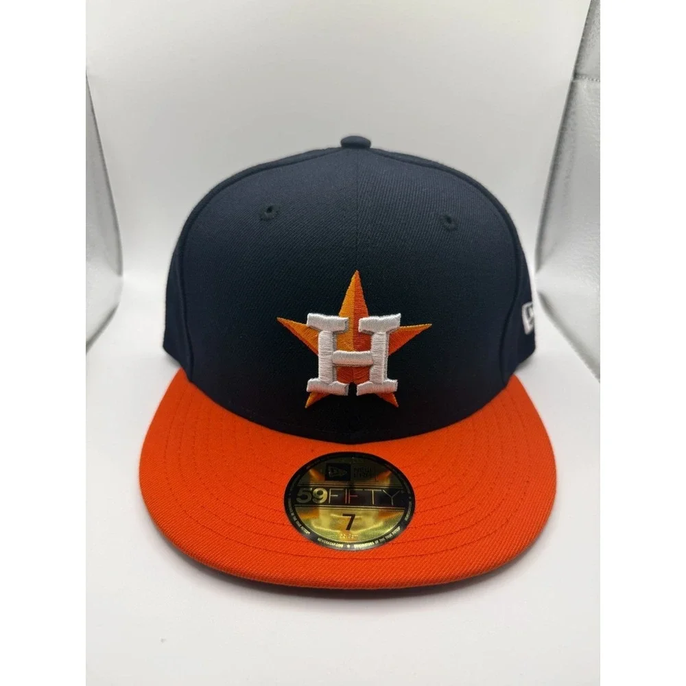 New Era‎ 59FIFTY Houston Astros Classic Navy & Orange Fitted Hat Size 7